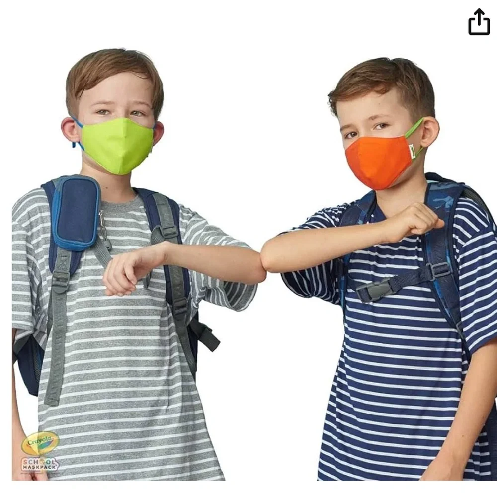 NEW PACK OF 5 CRAYOLA WASHABLE REUSABLE MASKS WITH MESH BAG